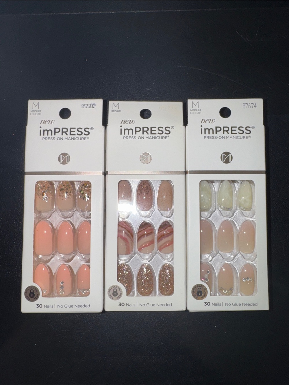 imPRESS Press-On Nail Trio Pack in Peach, Nude & White Accents